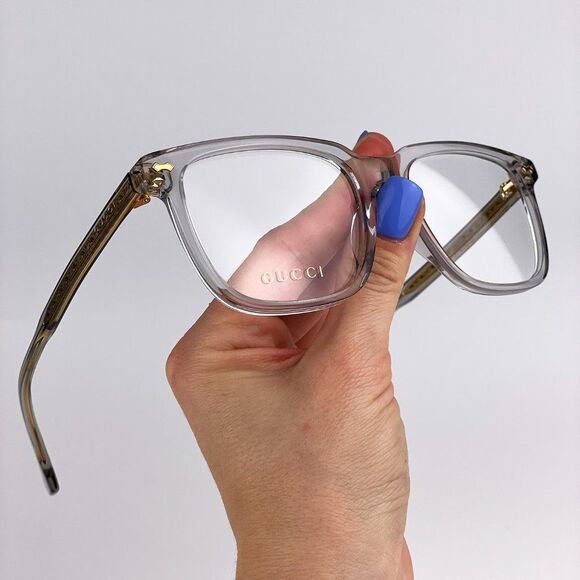 GUCCI LOGO GG0737O 016 BRAND NEW Eyeglasses Clear Gray Rectangle Unisex - Picture 1 of 13